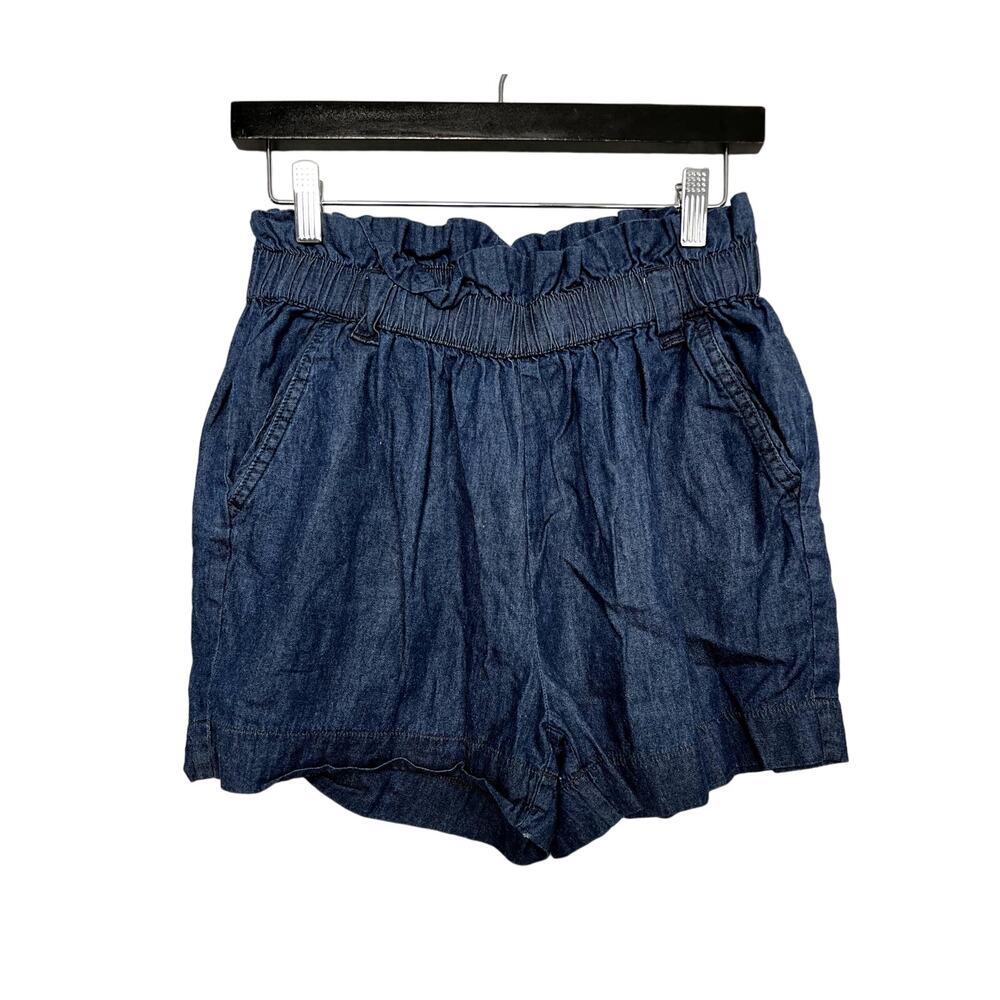Taxi High Waist Elastic Shorts Chambray Blue - M